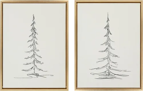 Vista 8 de Kate and Laurel Sylvie Minimalist Evergreen Trees - Juego de lienzo enmarcado por The Creative Bunch Studio, 2 piezas de 18 x 24 pulgadas, marrón, 2