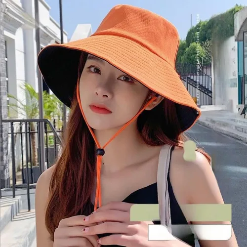 Vista 2 de Women's Wide Brim Fisherman Hat UV Protection Foldable Adjustable Sun Beige