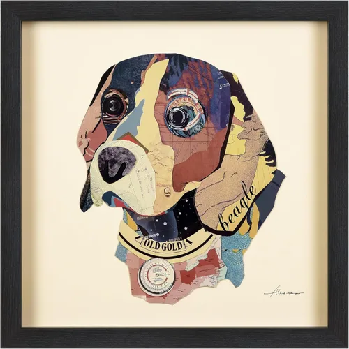 Vista 20 de Empire Art Direct Alex Zeng - Papel gráfico enmarcado con collage dimensional de bulldog francés bajo vidrio, listo para colgar, 17 x 17 pulgadas