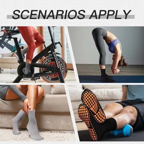 Vista 6 de NOVAYARD 5 pares de calcetines antideslizantes para hospital, diabéticos, yoga, pilates, barre hombres y mujeres