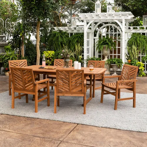 Vista 4 de Walker Edison Furniture Company - Mesa auxiliar rectangular para terraza al aire libre, madera de Chevron para todo tipo de clima, para Marrón