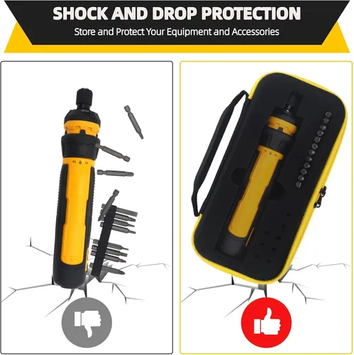 Vista 6 de YouKnow Funda de viaje compatible con destornillador inalámbrico DEWALT (DWHT66719) y puntas de destornillador con espuma personalizada