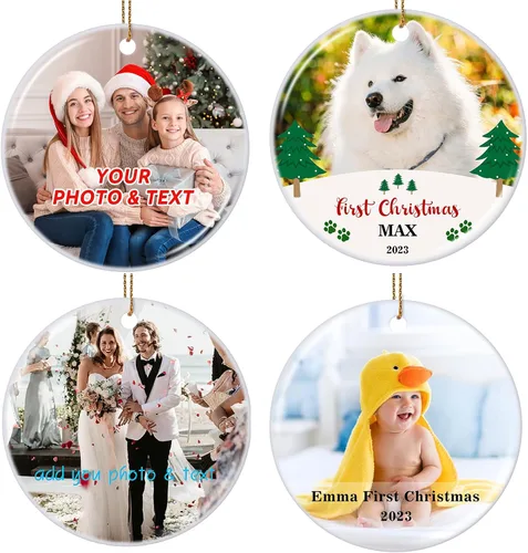 Vista 19 de Adornos de foto de perro personalizados, adornos personalizados con nombre y foto de cachorro de mascota para el árbol de Navidad, regalos