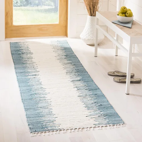 Vista 6 de Alfombra de algodón tejido a mano, color azul. Colección Montauk MTK751A, de Safavieh, Algodón, Azul