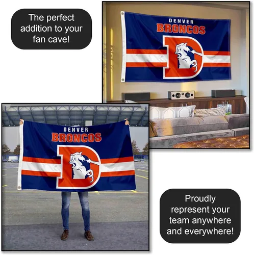 Vista 5 de Broncos Throwback - Bandera retro vintage de 3 x 5