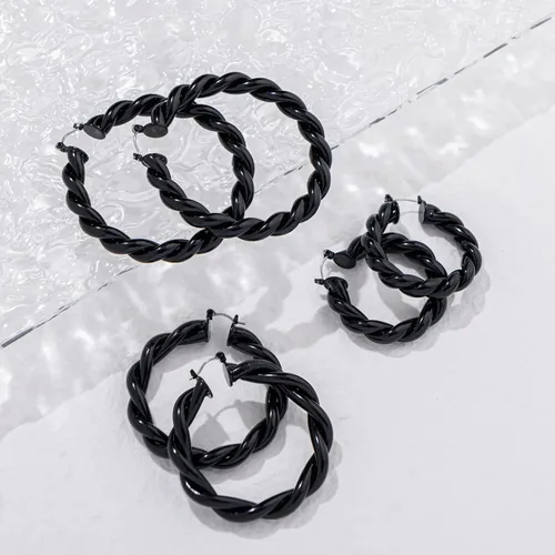 Vista 4 de Juego de 3 pares de aretes de aro grandes y gruesos para mujer, hipoalergénicos, chapados en oro de 14 quilates, gruesos y abiertos, para regalos