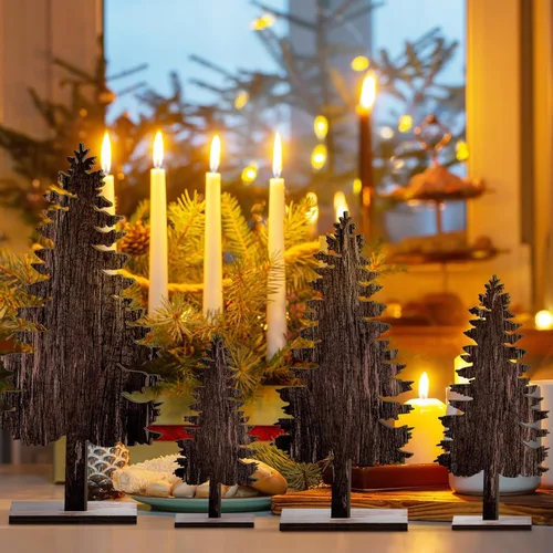 Vista 2 de Barydat - 4 piezas de decoración de mesa de Navidad de verano de madera para Navidad en julio, árbol de pino, reno, centro de mesa, letrero de mesa