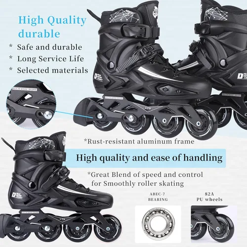Vista 5 de Patines en línea de fitness, 4 ruedas para exteriores, patines de carreras de velocidad para hombres, mujeres y adultos