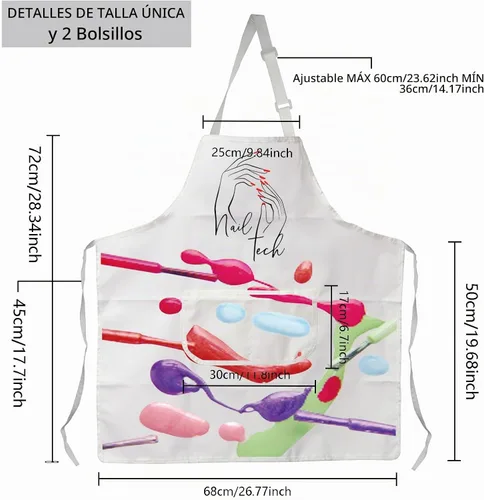 Vista 2 de MBMSO Nail Tech - Delantal de manicurista para técnico de uñas y artista, añade esmalte a la vida