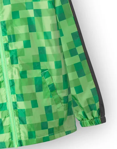 Vista 4 de Minecraft Chaqueta impermeable con capucha y forro polar para niños, Verde