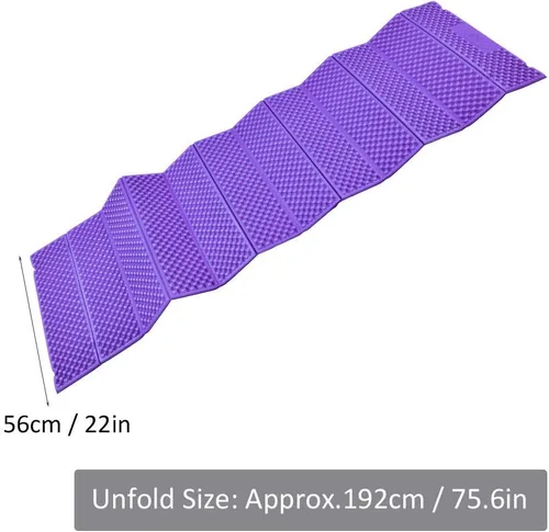 Vista 5 de Luqeeg Espuma para dormir Pad Camping Mat, espuma al aire libre Camping Mat plegable playa tienda de dormir colchón () Púrpura