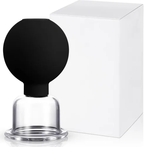 Vista 29 de Nuanchu Taza de ventosas faciales de vidrio, taza de silicona para masaje, succión al vacío, para cuerpo, cara, pierna, brazo, espalda, hombro, Negro
