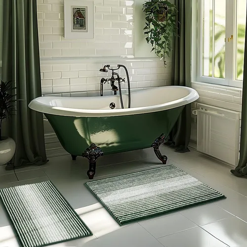 Vista 15 de BSICPRO Tapetes de baño de felpilla, 20 x 32 pulgadas, antideslizantes, absorbentes, suaves, peludos, para baño, lavables a máquina (salvia)