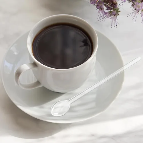 Vista 2 de Cuchara de café de cristal, cuchara mezcladora de barra, cucharas de mango largo, agitadores de té, cucharaditas pequeñas transparentes para té