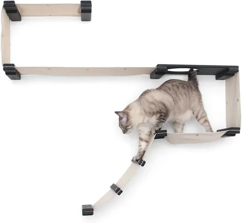 Vista 4 de CatastrophiCreations Play - Hamaca para gatos y centro de actividades de escalada - Árbol de gato montado en la pared