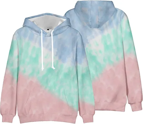 Vista 2 de Muscularfit Mens Sweatshirt Hoodies Causal Long Sleeve Pullover Fashion Tie Dye Hoodie Drawstring Color Block Sports Outwear