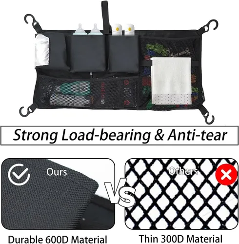 Vista 5 de Red de carga para cochecito, organizador de accesorios Abnaok Wagon compatible con modelos WONDERFOLD Serie W, bolsa de almacenamiento de malla