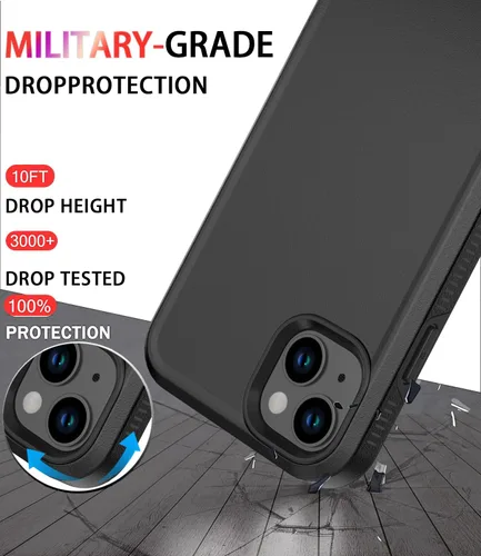 Vista 2 de Diverbox Funda para iPhone 14 [a prueba de golpes] [a prueba de caídas] [protector de pantalla de vidrio templado], funda de protección resistente