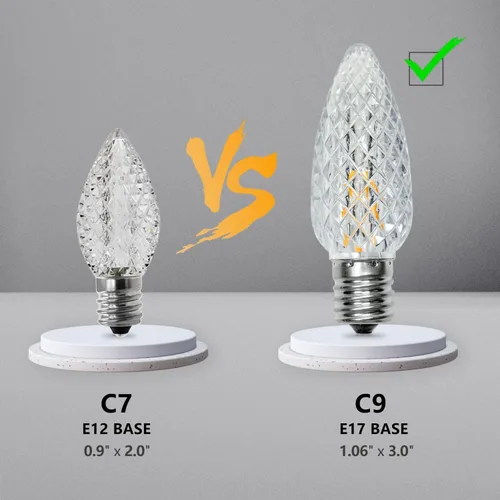 Vista 5 de Paquete de 50 bombillas LED C9 de Navidad, bombilla LED de repuesto C9 para cadena de luces al aire libre, bombilla LED C9 inastillable con base