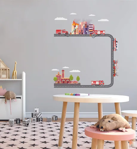 Vista 13 de The City - Vinilo adhesivo de vinilo para habitación de niños, camión de basura, colección de residuos sólidos, para dormitorio de niños, sala