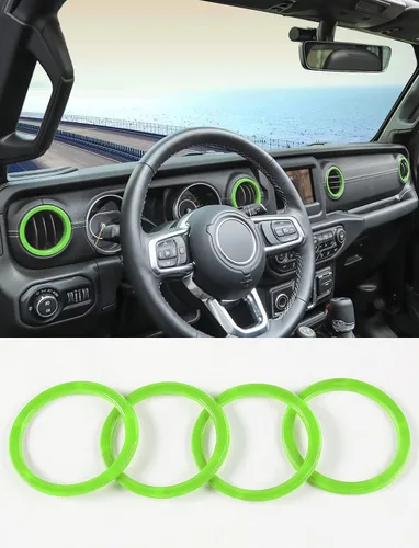 Vista 15 de Savadicar - Accesorios de interior negros - Cubierta de anillo de rejilla de ventilación de aire acondicionado para Jeep Wrangler JL JLU 4XE
