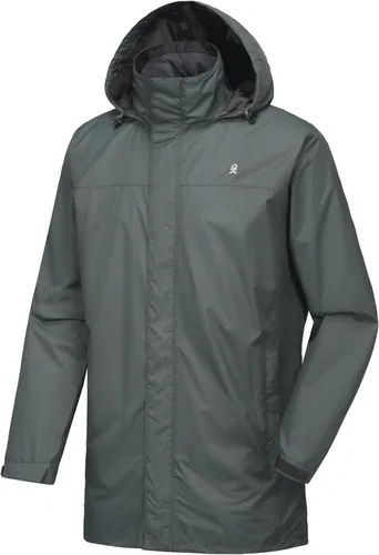 Vista 7 de Little Donkey Andy Men's Long Waterproof Rain Jacket with Hood Lightweight Rain Shell for Hiking