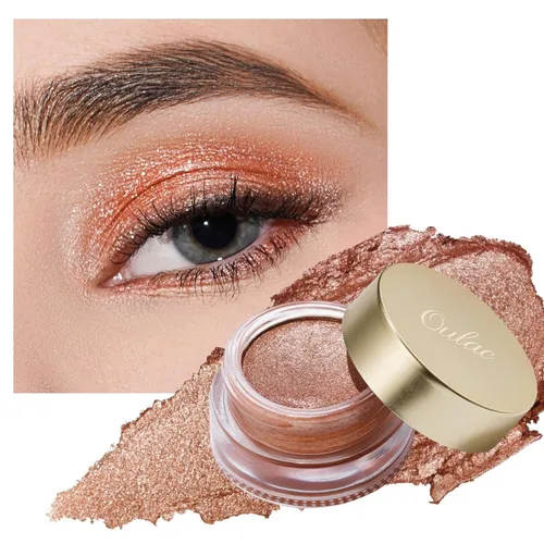 Vista 12 de Oulac Sombra de ojos en crema blanca brillante Iluminador a prueba de agua y sombra de ojos con purpurina de larga duración, color natural