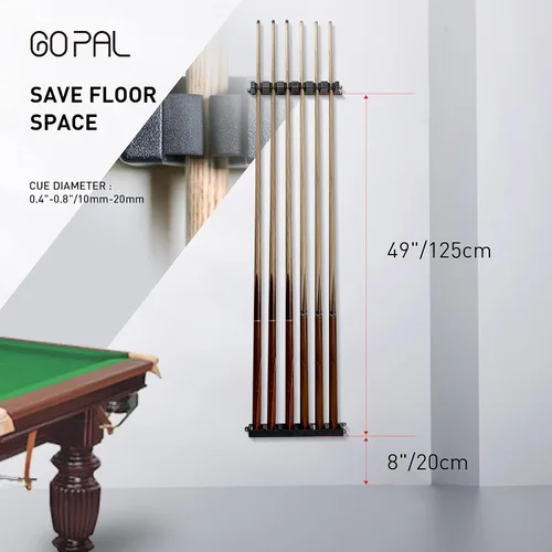 Vista 10 de Go Pal Soporte para taco de piscina, soporte de pared para 6 tacos, ahorro