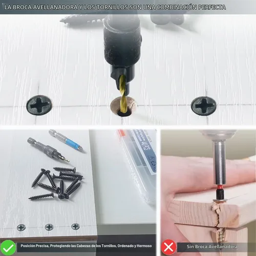 Vista 6 de Kit surtido de 440 piezas de tornillos de cabeza plana Phillips para madera, tornillos autorroscantes de acero al carbono con taladro para madera