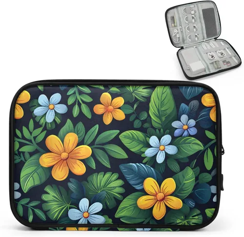Vista 15 de Flowers Electronics - Funda organizadora de viaje, accesorios tecnológicos, bolsa de almacenamiento de cables para cables, cargador, teléfono, disco