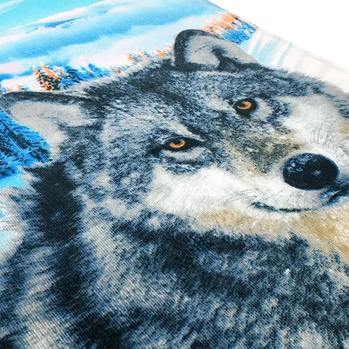 Vista 4 de Toalla de playa gris Wolf 30 x 60 pulgadas 100% algodón (30 x 60 pulgadas, lobo solitario)