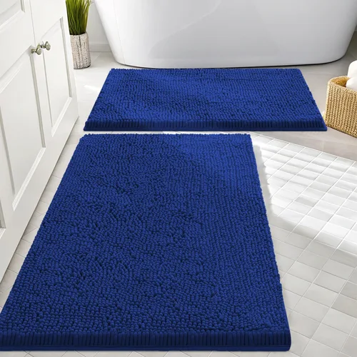 Vista 116 de Juego de alfombras de baño Smiry de 2 piezas, suave alfombra absorbente de chenilla y juego de alfombra en forma de U para inodoro, alfombra de baño
