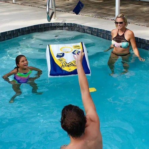 Vista 6 de Drive Way Games - Juego de cornhole flotante. Tabla inflable para lanzar maíz y bolsas de frijoles flotantes para piscina, lago, agua