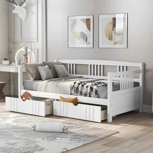 Vista 17 de Marco de sofá cama de madera Twin Expresso, plataforma de cama moderna resistente de 400 libras con cabecero, listones de madera, no necesita