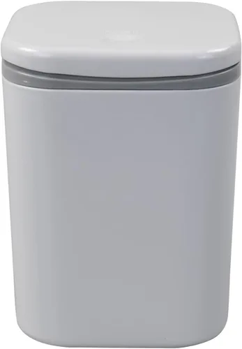 Vista 7 de Vababa Cubo de basura pequeño gris de 0.5 galones, mini bote de basura con botón