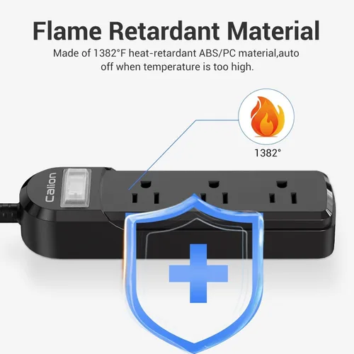 Vista 4 de Regleta de alimentación al aire libre IPX6 resistente a la intemperie, protector contra sobretensiones impermeable con 3 tomas anchas y cable