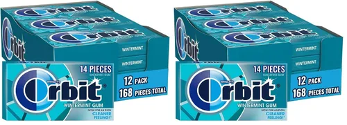 Vista 10 de Chicle sin azúcar ORBIT Wintermint, 12 paquetes al por mayor, 14 piezas cada uno (total de 168)