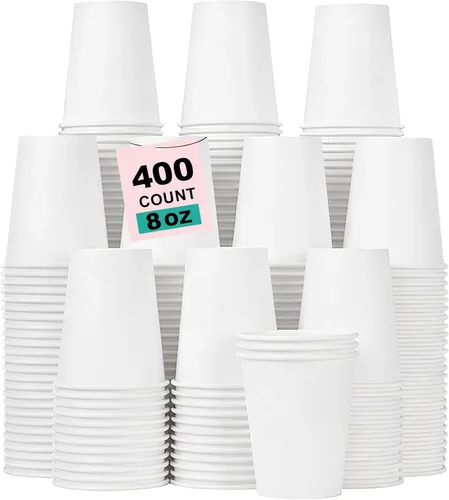 Vista 52 de Paquete de 100 tazas de café desechables de 8 onzas, tazas de papel desechables de color marrón a granel, tazas de café para té caliente, chocolate