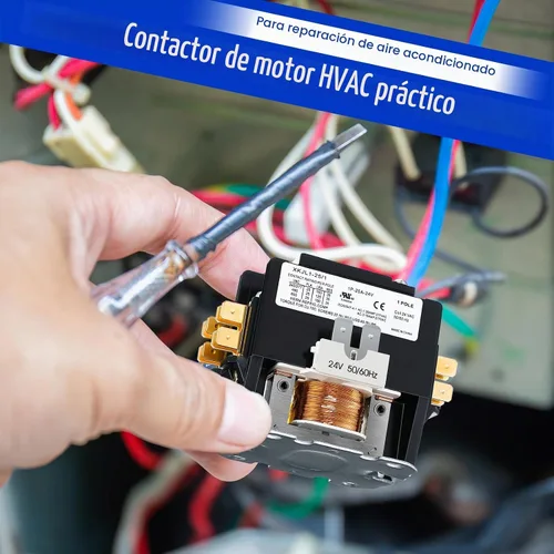 Vista 6 de 1 paquete de contactor de motor HVAC, bobina de 24 V, 25 amperios, 1 poste de recambio