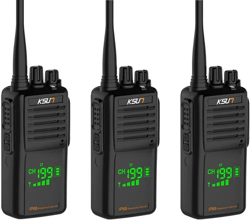 Vista 7 de Radio marina VHF bidireccional de mano IP68, pantalla LED impermeable, canales marinos internacionales, 136-174 MHz 8000 mAh, batería KSUN P85