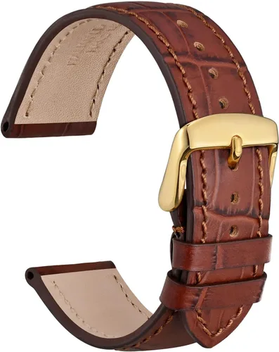 Vista 35 de WOCCI - Correas para reloj de cuero italiano, grano de cocodrilo en relieve, elige color y ancho 14 mm 18 mm 19 mm 20 mm 21 mm 22 mm, Negro