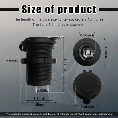 Vista 2 de Kit de bricolaje de enchufe de encendedor de cigarrillos de 12 V, impermeable, ATV, RV, encendedor de cigarrillos, reemplazo de toma de corriente