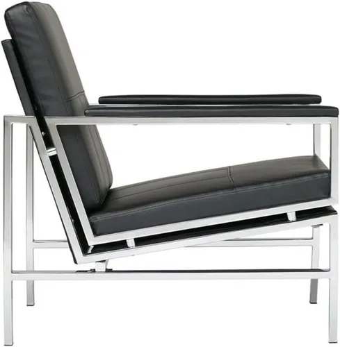 Vista 5 de Atlas Modern Accent Silla en piel mezclada, cromado/negro