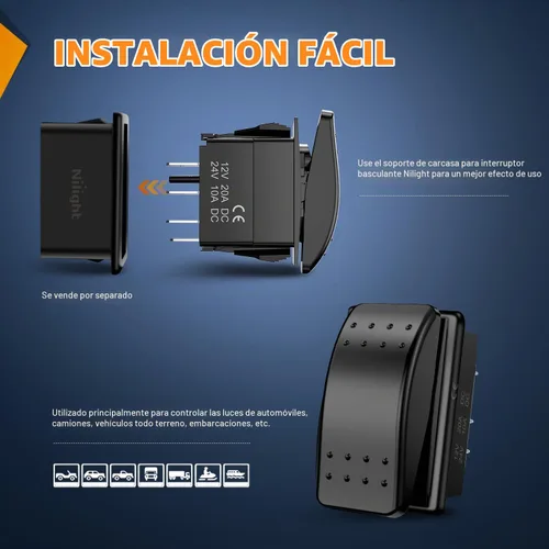 Vista 3 de Nilight Interruptor de 3 vías de encendido y apagado, control de palanca basculante, una sola carga desde dos ubicaciones separadas, interruptores