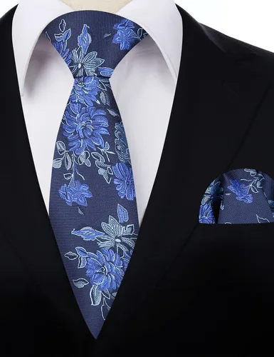 Vista 193 de Alizeal Mens 3.15inches Leaf Flower Pattern Tie with Floral Pocket Square Set