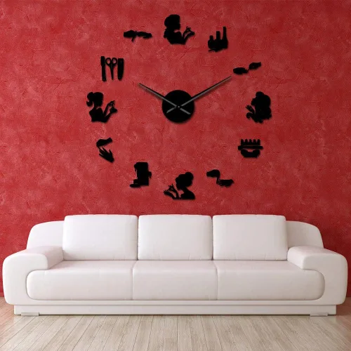 Vista 4 de The Geeky Days Reloj de pared ajustable DIY, negro, analógico, funciona con pilas, movimiento de cuarzo, silencioso, tamaño grande, diseño sin marco