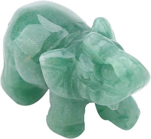 Vista 4 de Akozon Figuras de 2 pulgadas de jade tallado de elefante de cristal, decoración del hogar, artículo de mobiliario (turina verde)