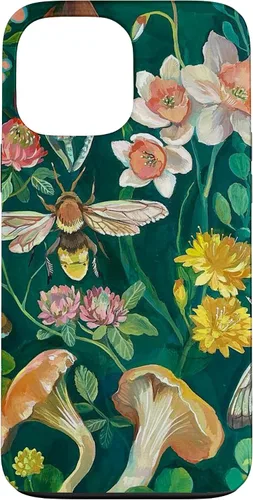 Vista 23 de Funda Boho Bee Greenery Luna Moth Vintage Botanical Mushroom para iPhone 13 Pro