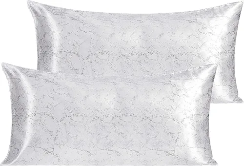 Vista 64 de NTBAY Paquete de 2 fundas de almohada estándar de satén para cabello y piel, lujosas y sedosas fundas de almohada con cierre de sobre, 20 x 26