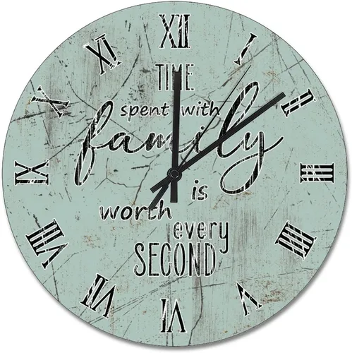 Vista 24 de Time Spent with Family is Worth Every Second - Reloj de pared de grano de madera de playa degradado de 10 pulgadas, funciona con pilas, reloj